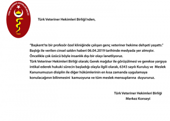 TÜRK VETERİNER HEKİMLERİ BİRLİĞİNDEN DUYURULUR.