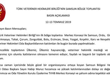 TÜRK VETERİNER HEKİMLERİ BİRLİĞİ’NİN SAMSUN BÖLGE TOPLANTISI