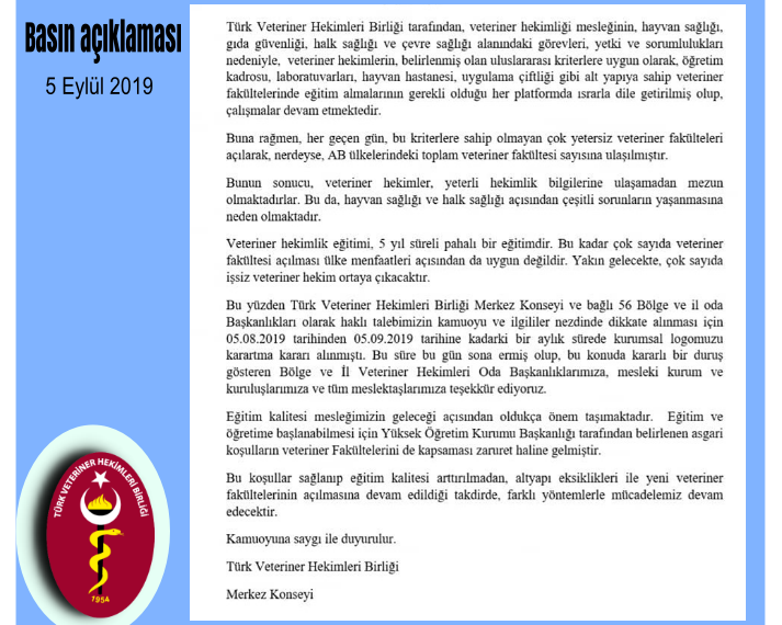 TVHB Basın Açıklaması – 05.09.2019