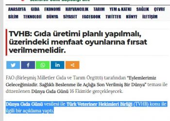TVHB: Gıda üretimi planlı yapılmalı, üzerindeki menfaat oyunlarına fırsat verilmemelidir.