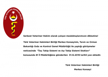 Serbest Veteriner Hekim olarak çalışan meslektaşlarımızın dikkatine!