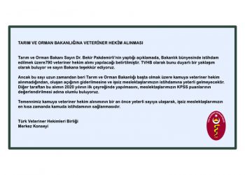 Tarım ve Orman Bakanlığına Veteriner Hekim Alınması