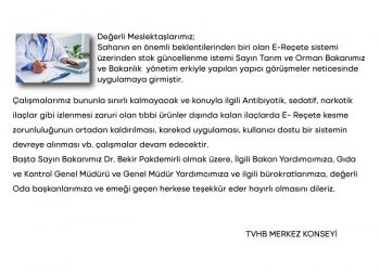 E-Reçete sistemi üzerinden stok güncellenme istemi