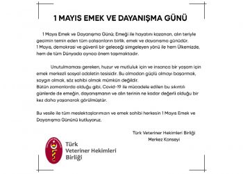 Türk Veteriner Hekimleri Birliği Merkez Konseyi’nden 1 Mayıs Emek ve Dayanışma Günü mesajı