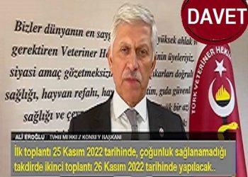 Türk Veteriner Hekimleri Birliği’nin 50. Büyük Kongresi’ne DAVET..!