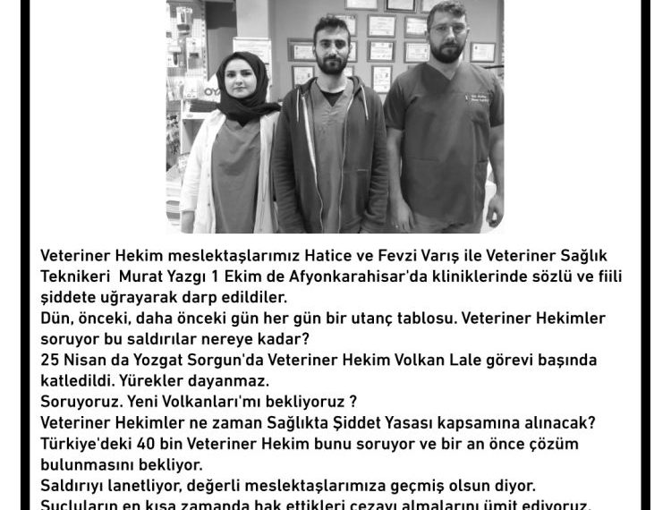 Türk Veteriner Hekimleri Birliği’nden Veteriner Hekimlere saldırıya tepki