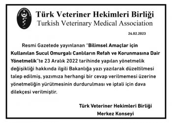 Bilimsel Amaçlar için  Kullanılan Sucul Omurgalı Canlıların Refah ve Korunmasına Dair  Yönetmelik