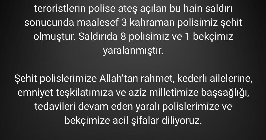 Yalova’daki Hain Saldırıyı Kınıyor; Şehitlerimize Allah’tan Rahmet Diliyoruz