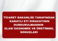 Ticaret Bakanlığı Tarafından Kanatlı Eti İhracatının Durdurulmasının Olası Ekonomik ve Üretimsel Sonuçları