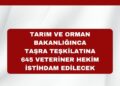 Tarım ve Orman Bakanlığınca  Taşra Teşkilatına 645 Veteriner Hekim İstihdam Edilecek