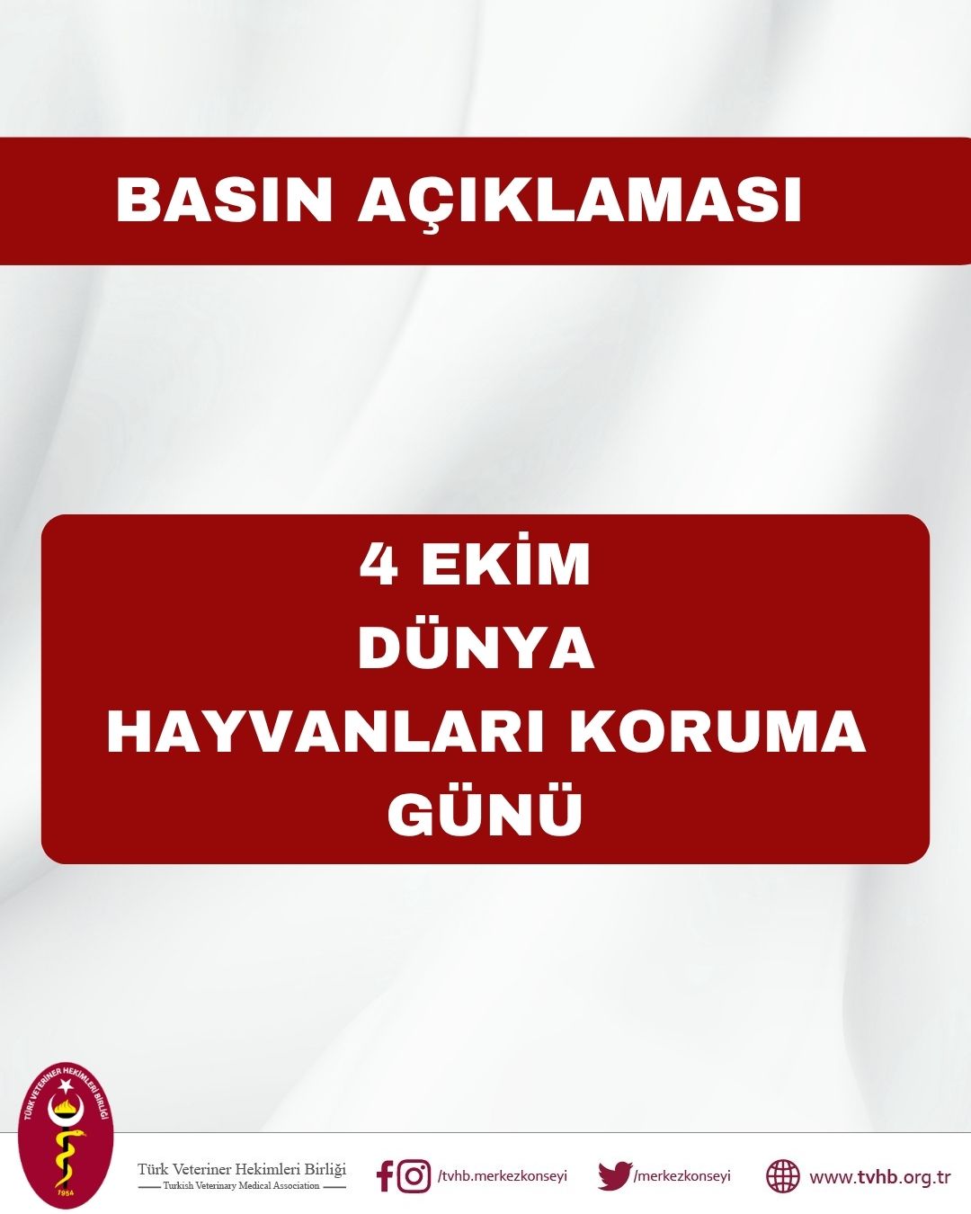 4 EKİM DÜNYA HAYVANLARI KORUMA GÜNÜ BASIN AÇIKLAMASI
